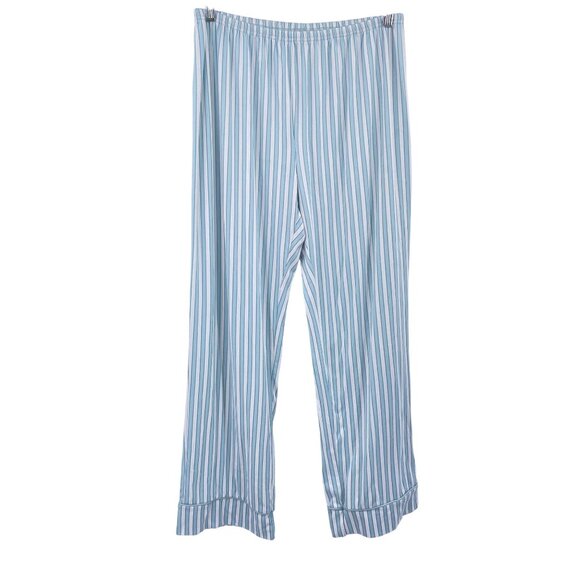 Laura Ashley pajama set size large Short sleeve soft striped blue white comforta - Picture 5 of 10